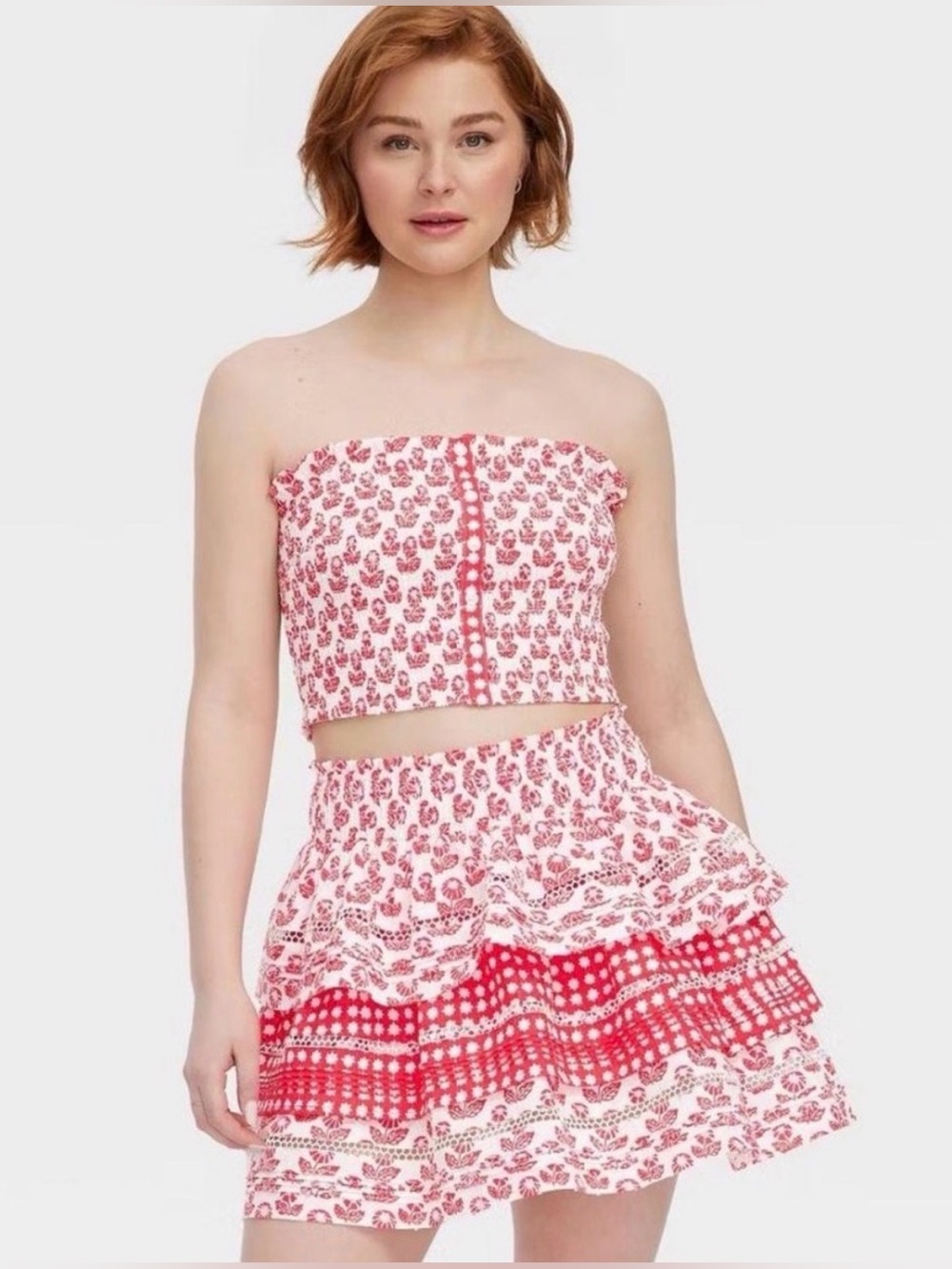 NWT Roller Rabbit x Target Floral Smocked Tube Top & Tiered Ruffle Mini Skirt M